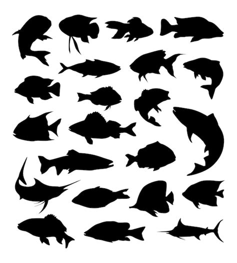 Premium Vector Vector Set Of Fish Silhouette