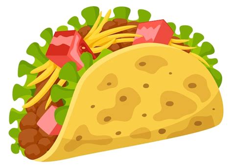 Icono De Dibujos Animados De Taco Comida R Pida Mexicana Tradicional