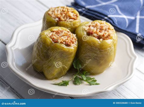 Traditional Delicious Turkish Food Stuffed Bell Peppers With Meat