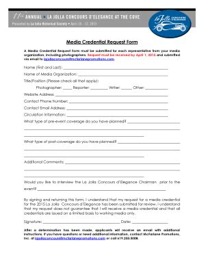 Fillable Online Media Credential Request Form La Jolla Concours