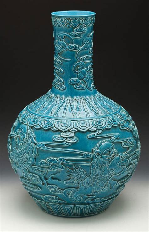 598: Chinese Turquoise Porcelain Floor Vase : Lot 598