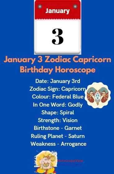 January 3 Zodiac Capricorn Birthday Horoscope