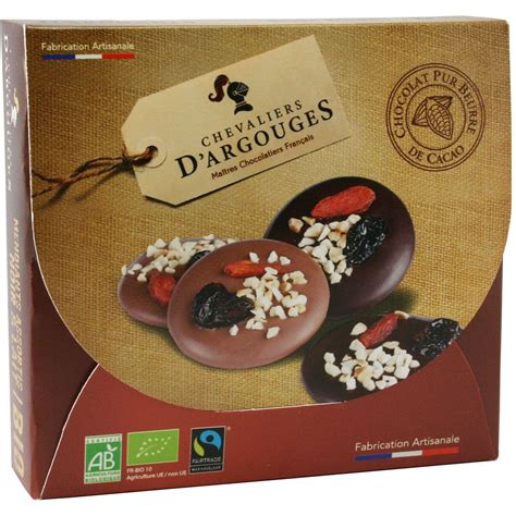 Chocolats Mendiants Noir Bio LES CHEVALIERS D ARGOUGES Boite Chocolat