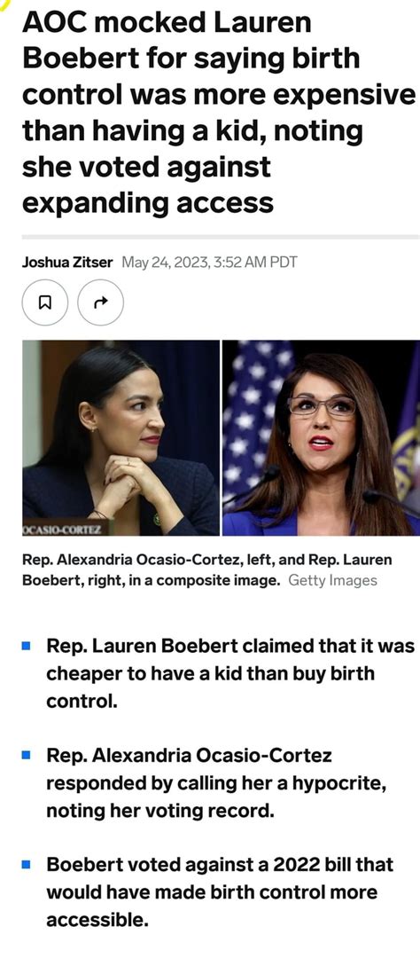 Aoc Mocked Lauren Boebert For Saying Birth Control Was More Expensive