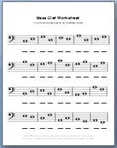 Printable Bass Clef Notes Worksheet