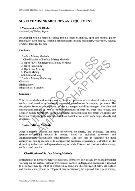 (PDF) SURFACE MINING METHODS AND EQUIPMENT