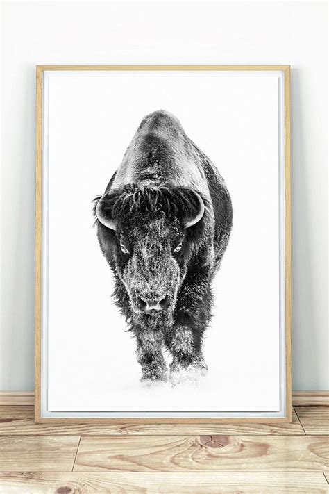 Home Décor Home And Living Buffalo In Snow Print Bison Printable Bison