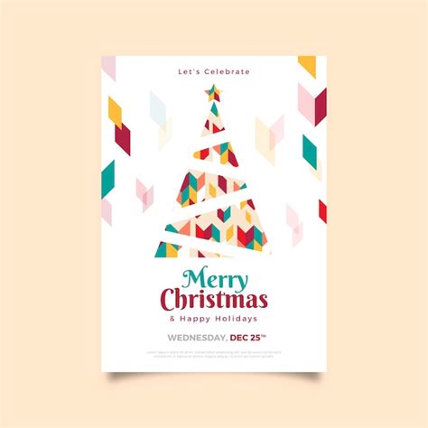 Free Vector Christmas Poster Template With Colorful Geometric Shapes