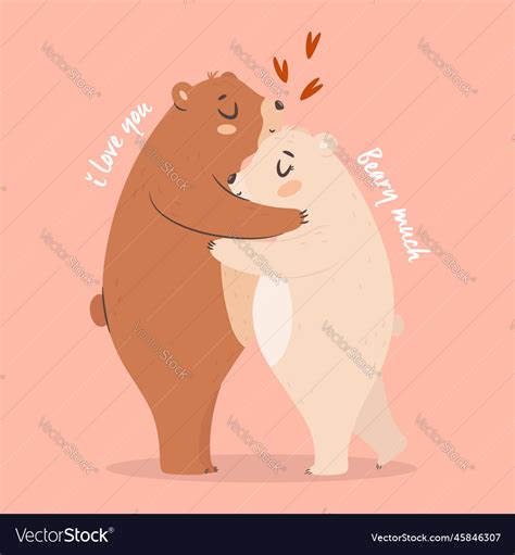 I Love You Beary Much Cute Bears Couple Hugging Vector Image