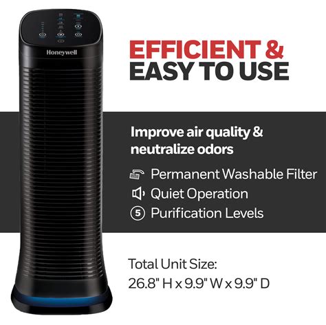 Air Genius 5 Tower Air Purifier W Permanent Washable Filter For Large