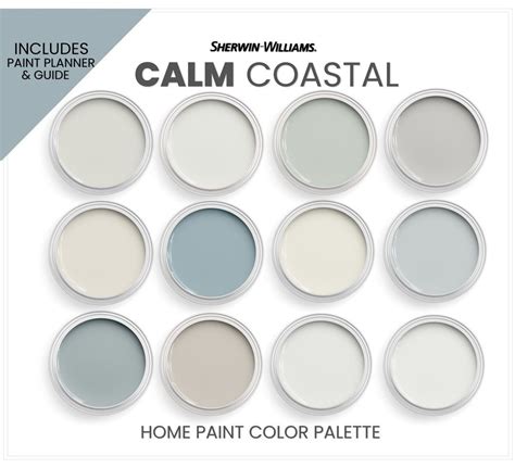 Calm Coastal Paint Color Palette Sherwin Williams Coastal Colors Beach