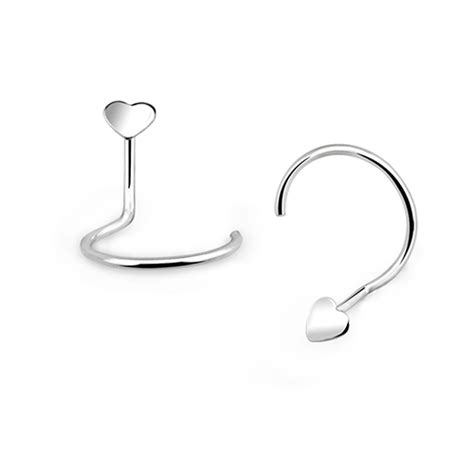 Silver Heart Nose Screw Nostril Screw Ring Safasilver