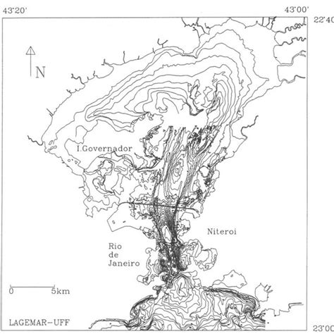 Isobaths For Baia De Guanabara In Meter Intervals Synthesized From