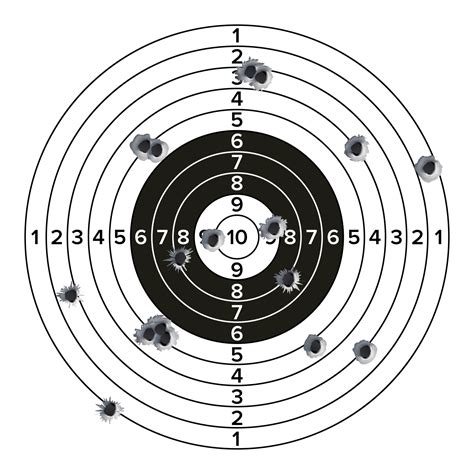 Target Gun With Bullet Holes Vector. Classic Paper Shooting Target ...