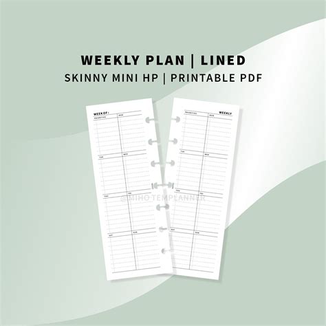 Weekly Planner Skinny Mini Happy Planner Printable Inserts Etsy