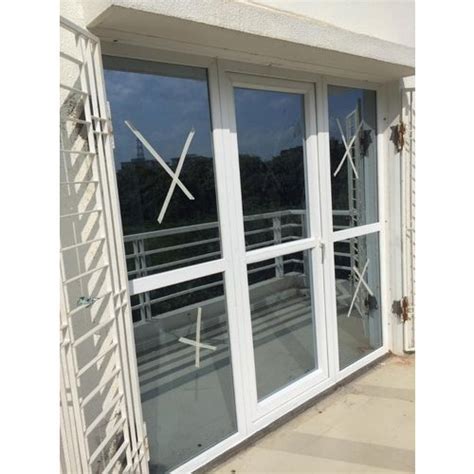 Toughened Glass Lever Handle UPVC Open French Door 10 12 Mm Balcony