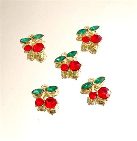 Red Cherry Charms Gold Cherry Charm Cherry Charms Etsy Uk