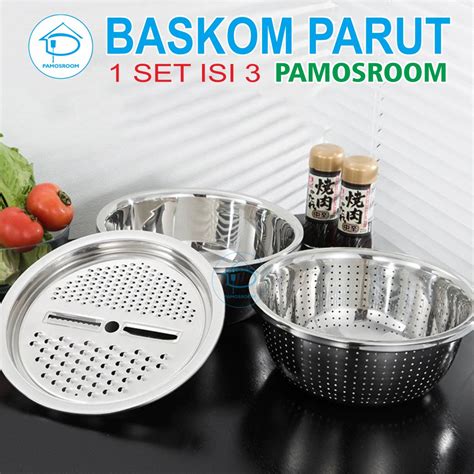 Jual Baskom Parut Stainless Cm Set Pcs Parutan Serbaguna Shopee