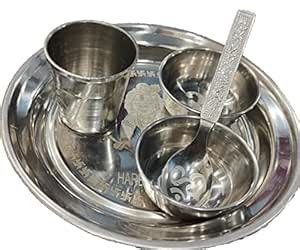 Buy Dhanak Bhog Thali Set With Laddu Gopal Image Stainless Steel Plate