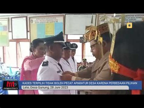 KADES TERPILIH TIDAK BOLEH PECAT APARATUR DESA KARENA PERBEDAAN PILIHAN