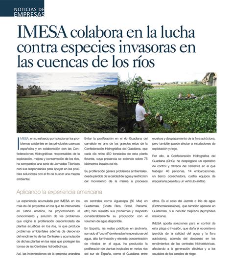 Imesa Colabora En La Lucha Contra Especies Invasoras En Las Cuencas De