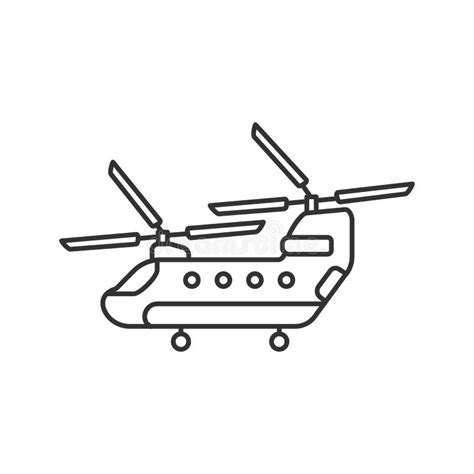 Icono Lineal Del Helicóptero Militar Ilustración del Vector