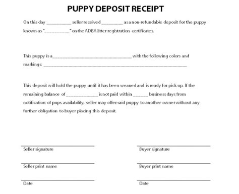 Deposit Agreement Template