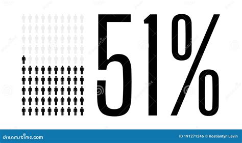 Fifty One Percent People Chart Graphic 51 Percentage Vector Diagram