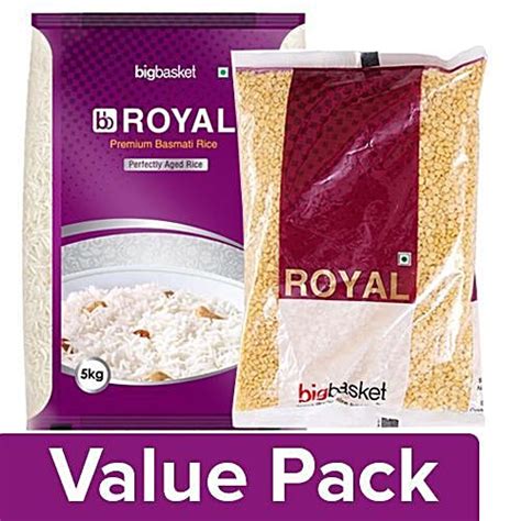 Buy Bb Royal Basmati Rice Premium Kg Moong Dal Kg Pouch Combo