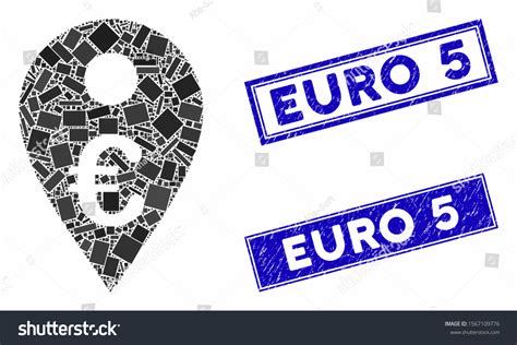 Mosaic Euro Map Marker Pictogram And Rectangle Royalty Free Stock