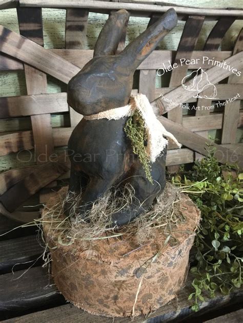 Primitive Faux Bunny On A Time Worn Box Lovingly Hand Made By Olde