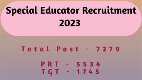 Special Educator Recruitment Prt Tgt Special Educator Vacancy