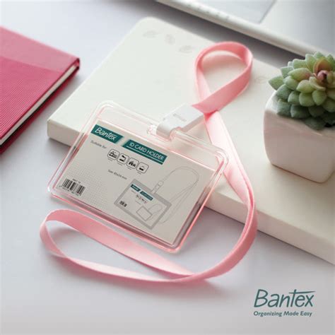 Jual Bantex Transparent ID Card Holder Lanyard Landscape Pink 8867 19