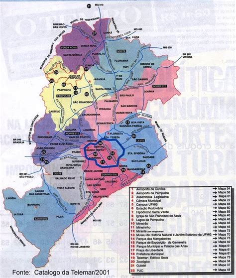 Mapa turístico de Belo Horizonte Dicas do Nosso Brasil