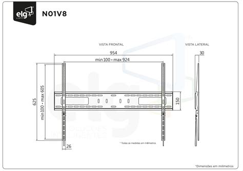 Suporte Fixo De Parede Elg Tv De 55 A 88 Polegadas VESA 800 N01v8 El