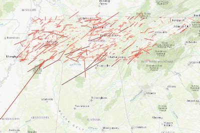 Tennessee Tornadoes 1950-2017 Map