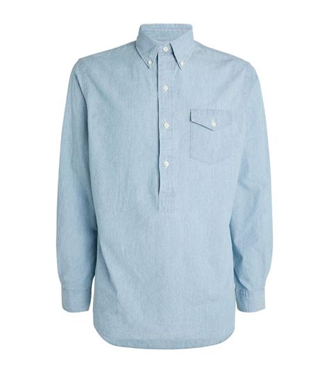 Mens Polo Ralph Lauren Blue Chambray Custom Fit Shirt Harrods