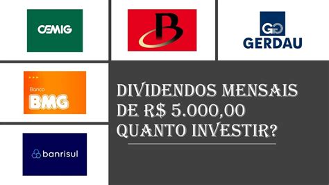 Quanto Investir Para Obter Mil Mensais Em Dividendo Youtube