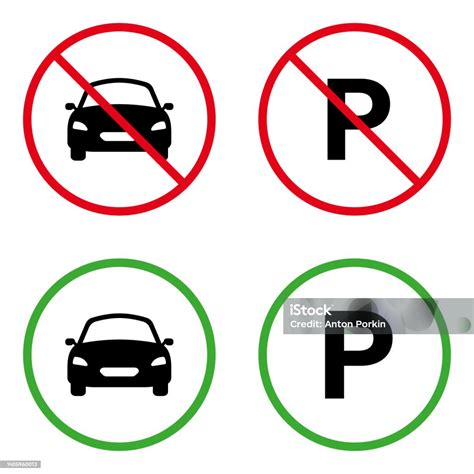 Melarang Parkir Siluet Siluet Mobil Pictogram Transportasi Kendaraan Parkir Diizinkan Rambu