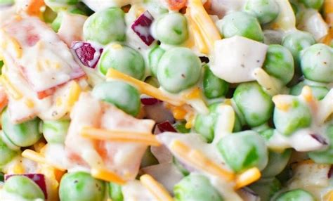 Creamy Green Pea Salad With Cheddar Cheese Bestsimpleidea