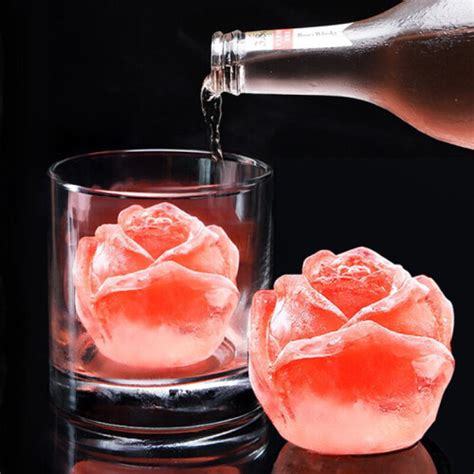 Ice Cube Form Silicone Rose Shape Icecream Mold Tray 3D Big Ice Cream