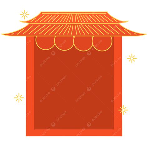 Red Chinese Style Roof Border Frame Chinese Style Chinese Wind