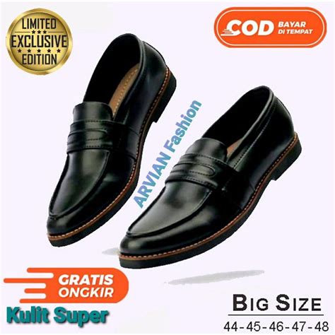 Jual Sepatu Formal Pria Loafer Kulit Asli Big Size