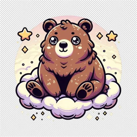 El Adorable Oso De Dibujos Animados En Las Nubes Archivo Psd Premium