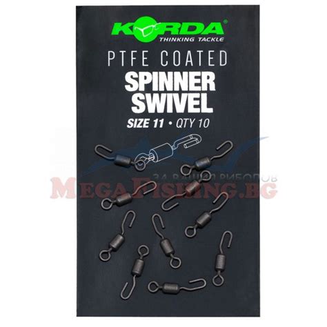 Korda Ptfe Coated Spinner Swivel Size Megafishing Bg