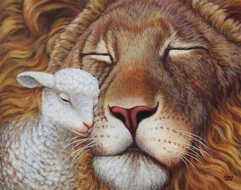 Oveja Y Leon Lion And Lamb Cross Paintings Wall Art Pictures