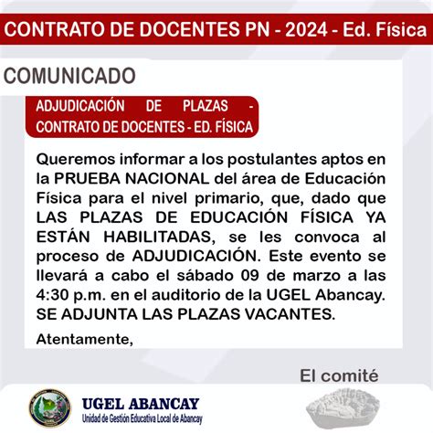 ADJUDICACIÓN DE PLAZAS CONTRATO DE DOCENTES PRUEBA NACIONAL ED