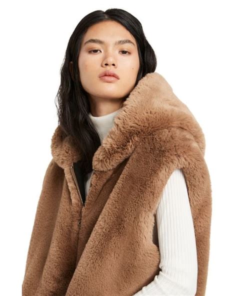 Moose Knuckles State Bunny Hooded Faux Fur Vest In Natural Lyst