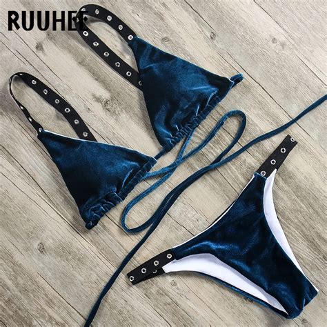 RUUHEE Sexy Bikini Swimwear Swimsuit Velvet Bikinis Set Bathing Suit