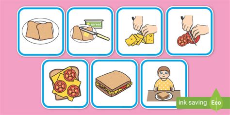 7 Step Sequencing Cards Making A Sandwich Twinkl